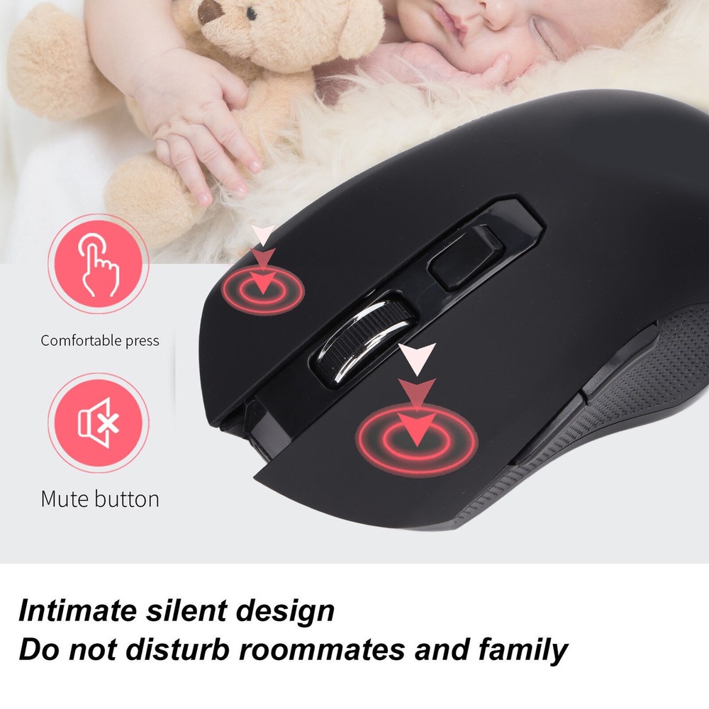 Wireless Mouse Rechargeable Mute USB Mice Ergonomic 2.4GHz Connection Computer