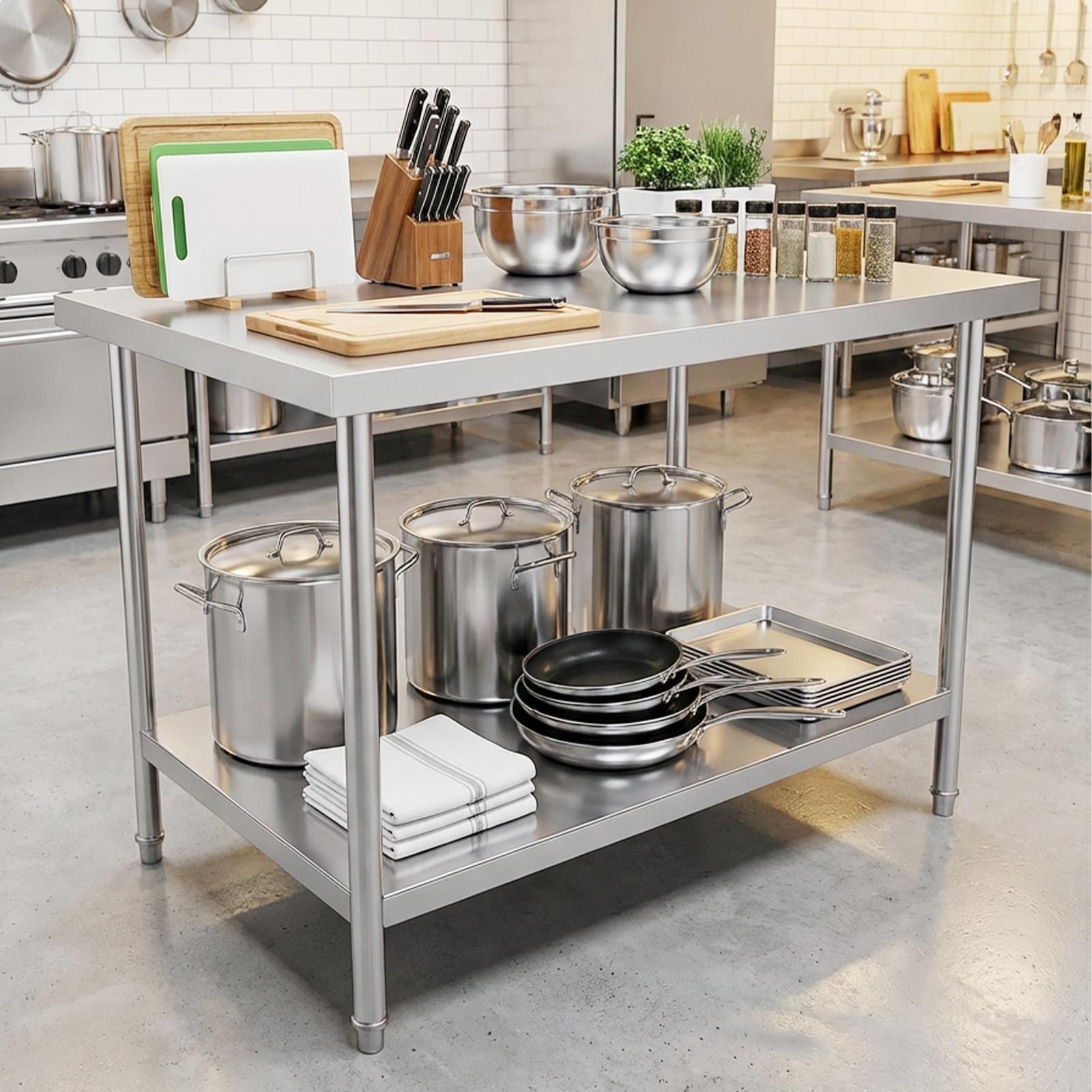 48'' x 30''  Stainless Steel Work Prep Table Station Commercial Kitchen Home