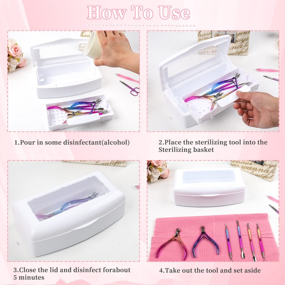 Nail Tool Sterilizer Box, Plastic Sterilizing Tray, Plastic Clean Sterilizing...