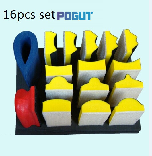 16pcs/set Abrasive Block Hand Sander Pad Base for Hook & Loop Sanding Disc Paper
