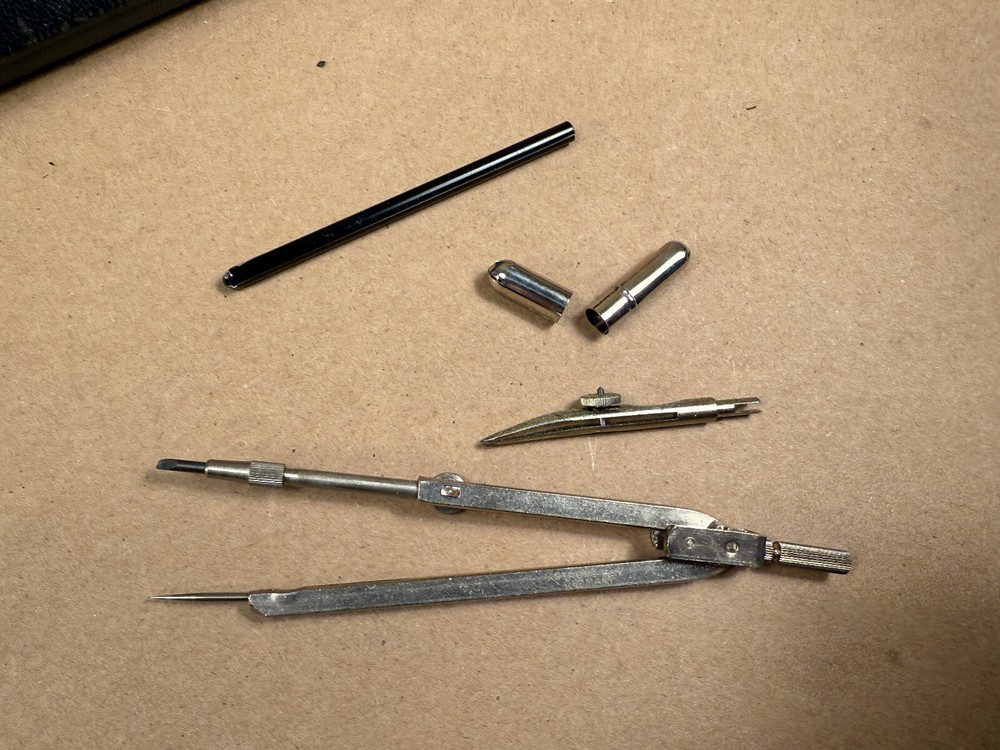 Vintage Waltham Drawing Instruments Small Case Germany Circle Drafting Compass