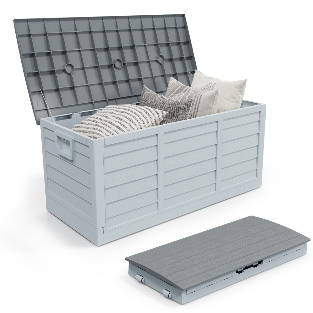 Protable Folding 75 Gallon Deck Box Outdoor Storage Box Patio Fast Installation