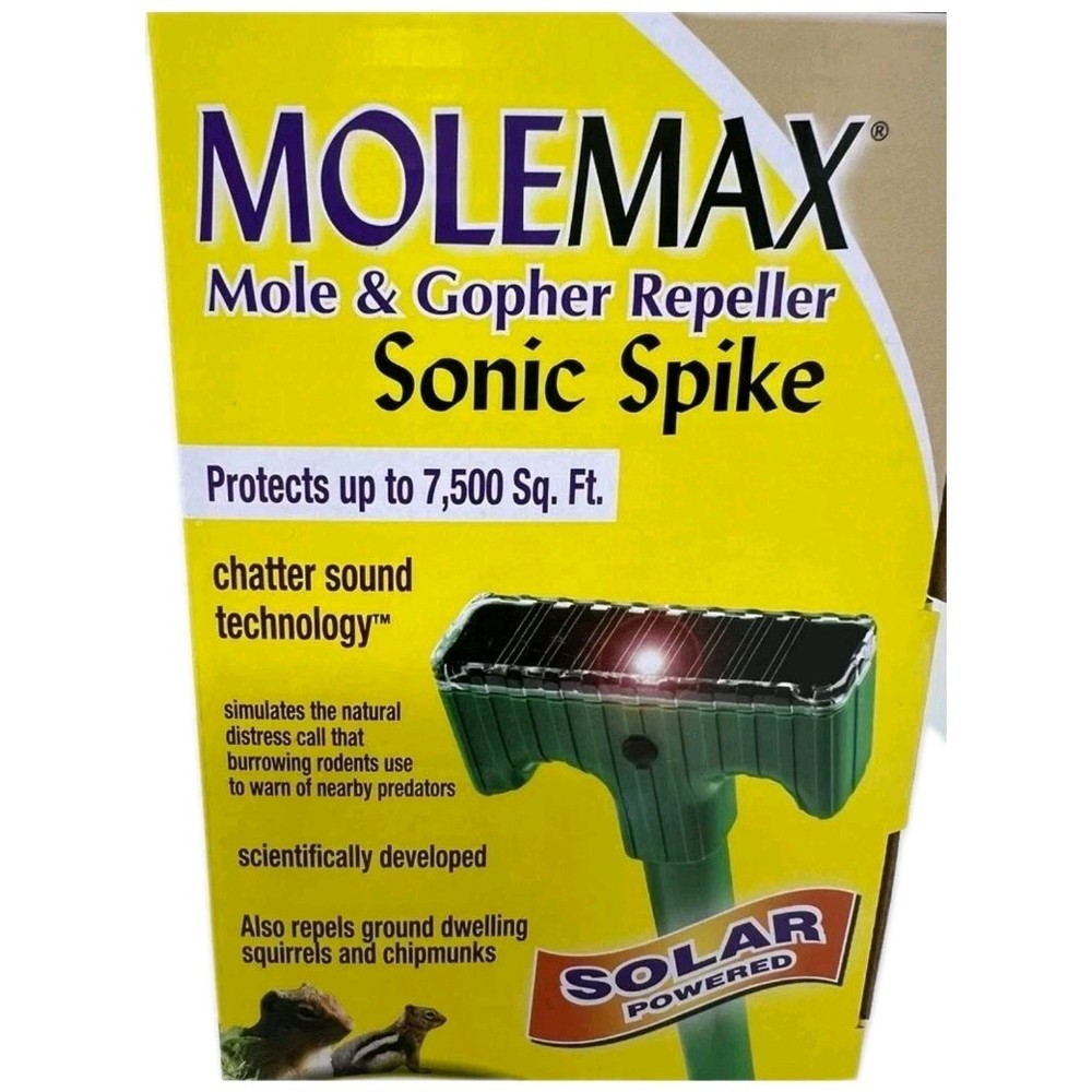 Bonide Molemax Mole & Gopher Repeller Sonic Spike Protects up to 7500 Sq ft.