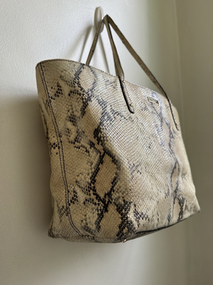 Kate Spade Embossed Snake Leather Small Tote With Gold Dot Lining