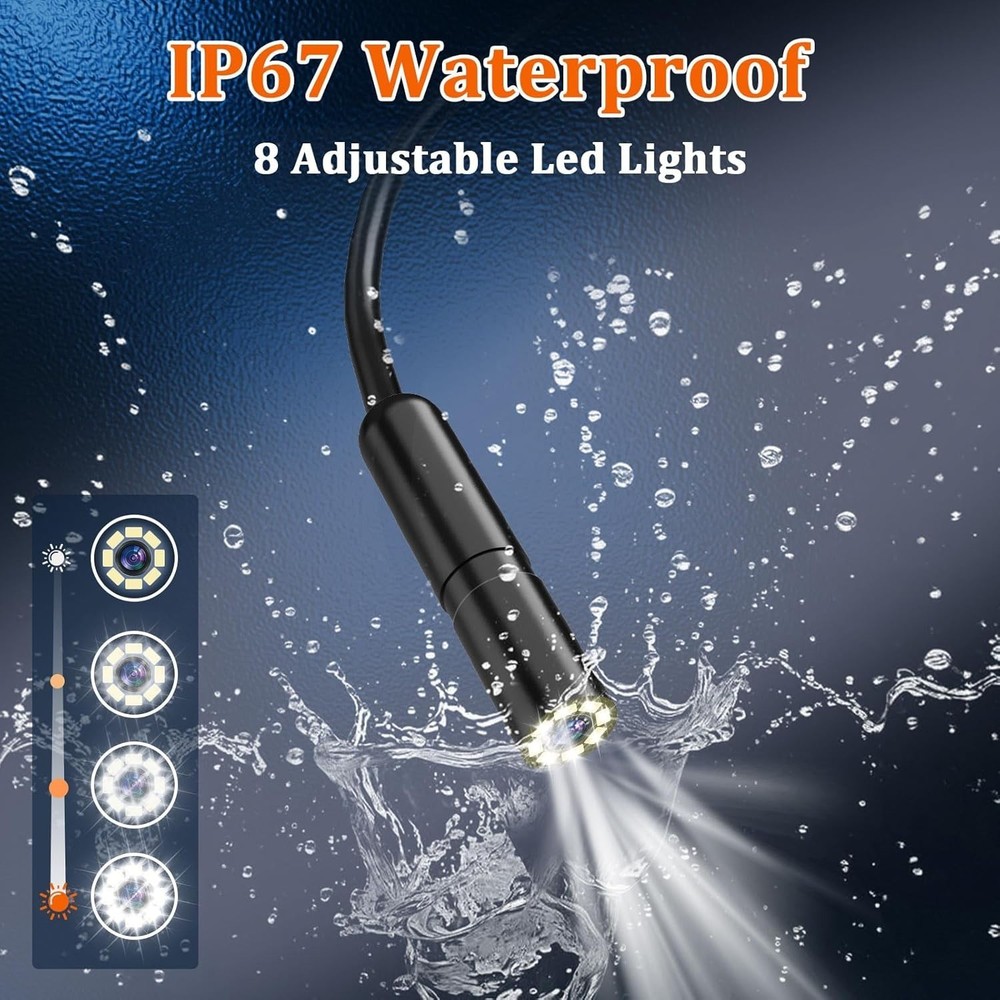 Dual-Lens Borescope with Light, Endoscope Camera with Light with 4.3" IPS Screen