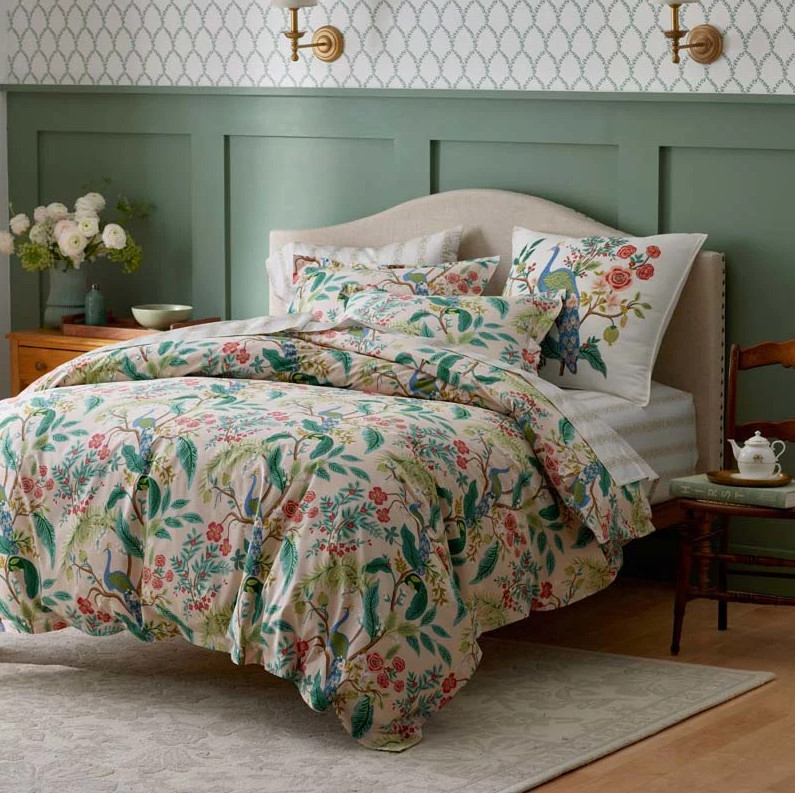 Rifle Paper Co Peacock Classic Smooth Sateen Duvet Cover