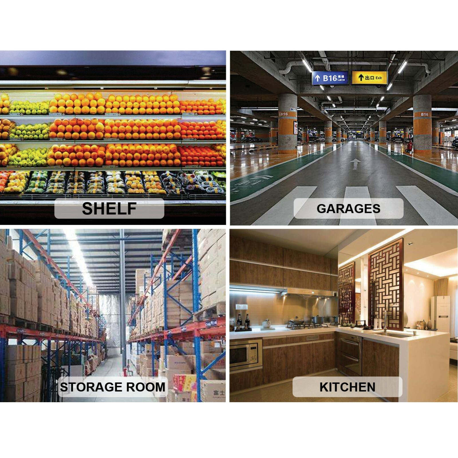 4FT 6 Pack LED Shop Light T8 Linkable Ceiling Tube Fixture 24W Daylight 6000K C