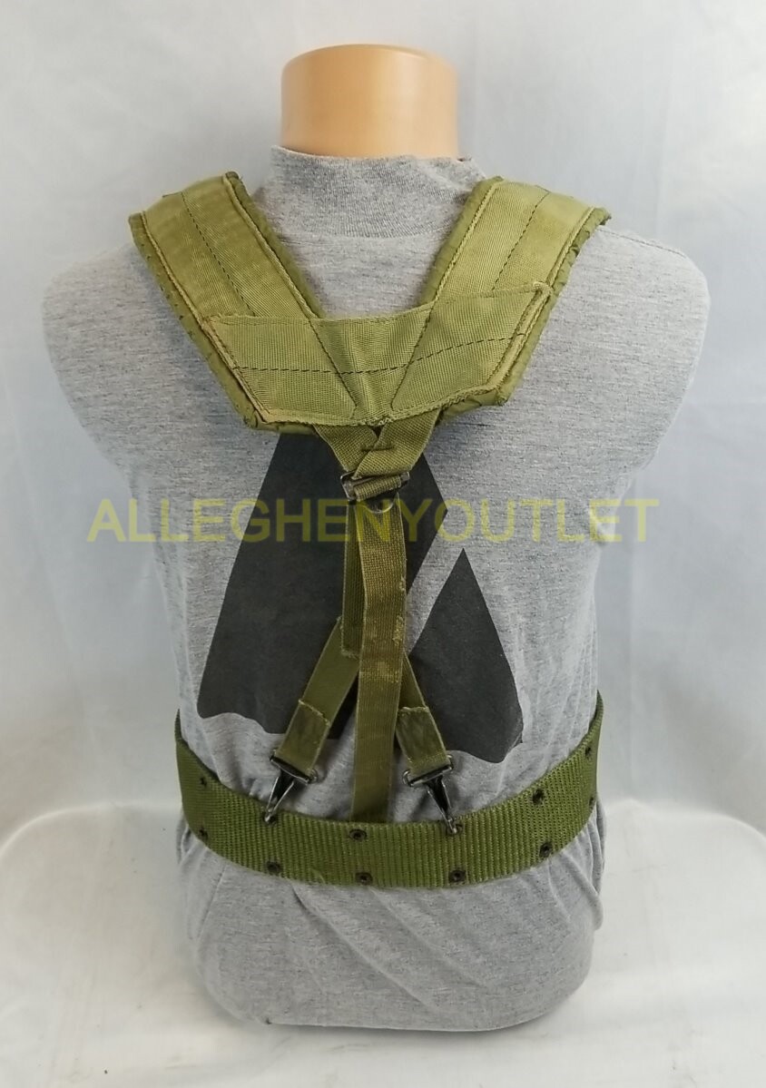 Original U.S Army OD Webbing System LBE Suspenders Pistol Belt LC-2 Military Med