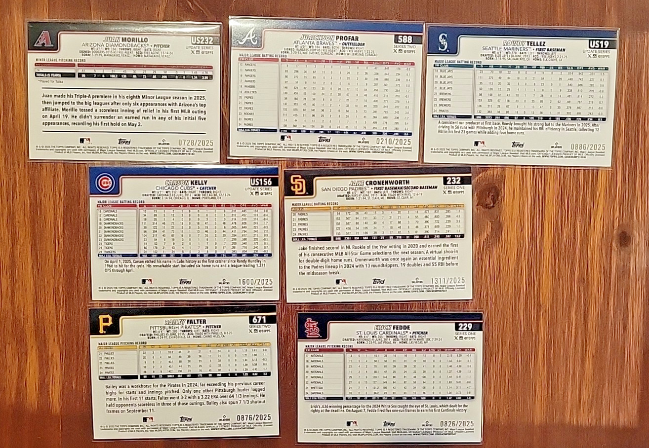 2025 Topps Lot Of 24 Serial Numbered Cards Including Gold Blue Green Purple