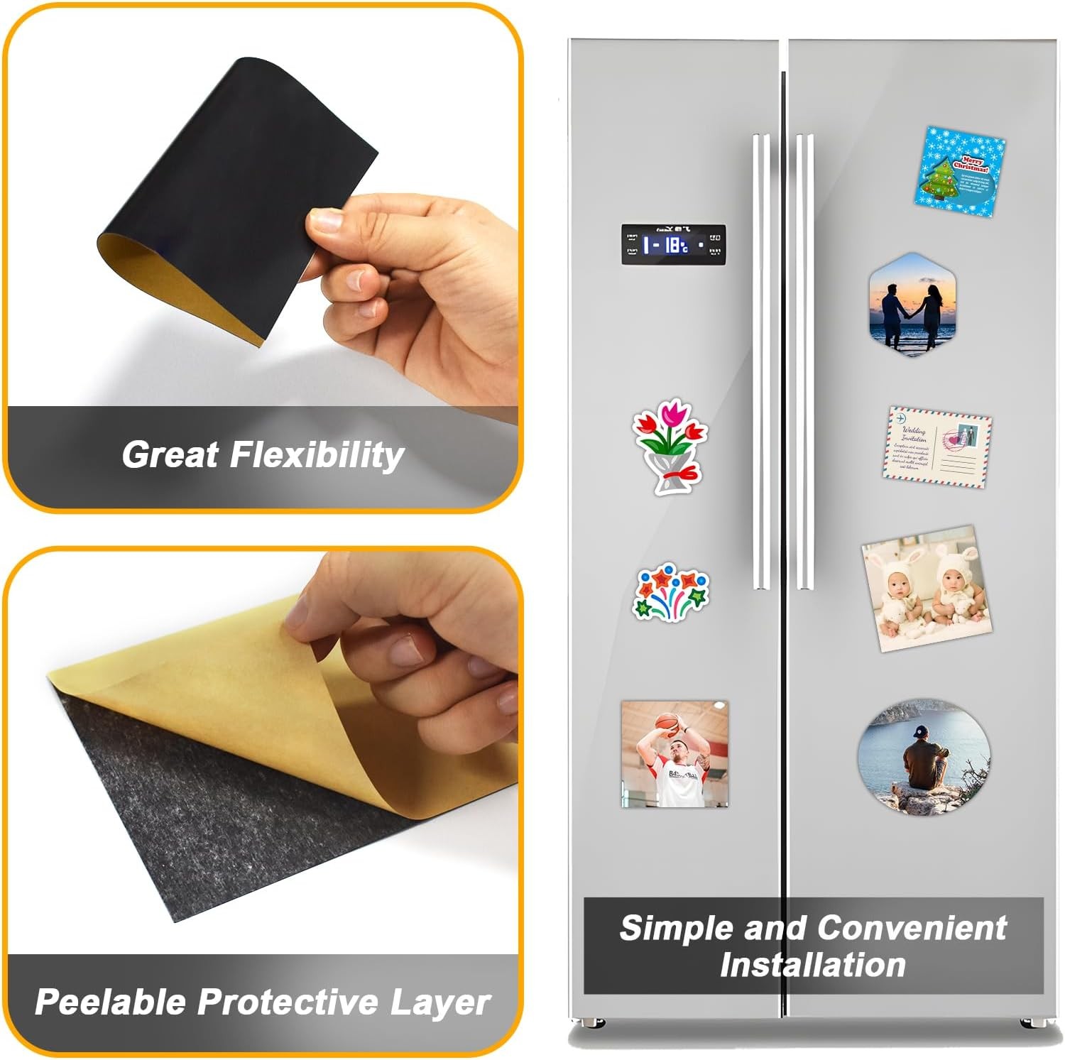 Magnetic Sheets with Adhesive Backing, 6 Pack 4"x6" Picture Size, Photo Magnets