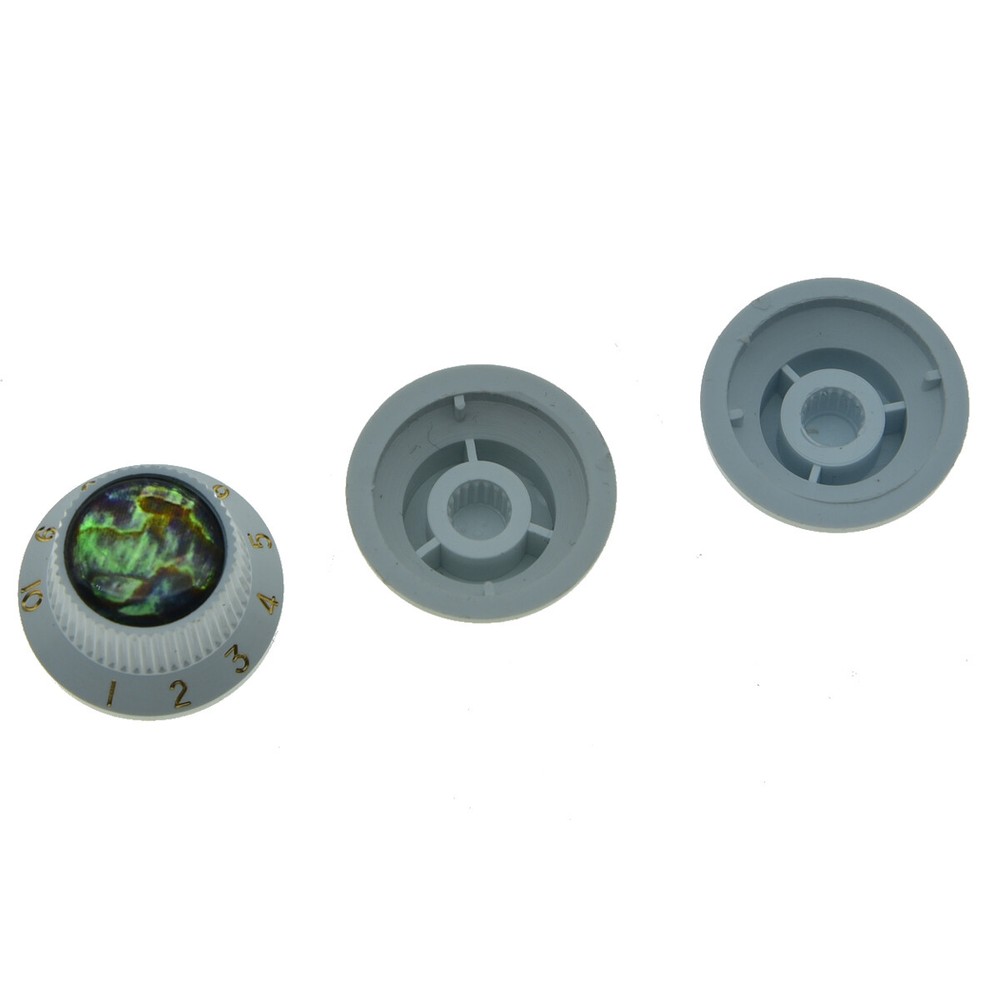 3pcs Plastic Push On Fit Abalone Top ST Guitar Knobs Bass Knobs White for Strat
