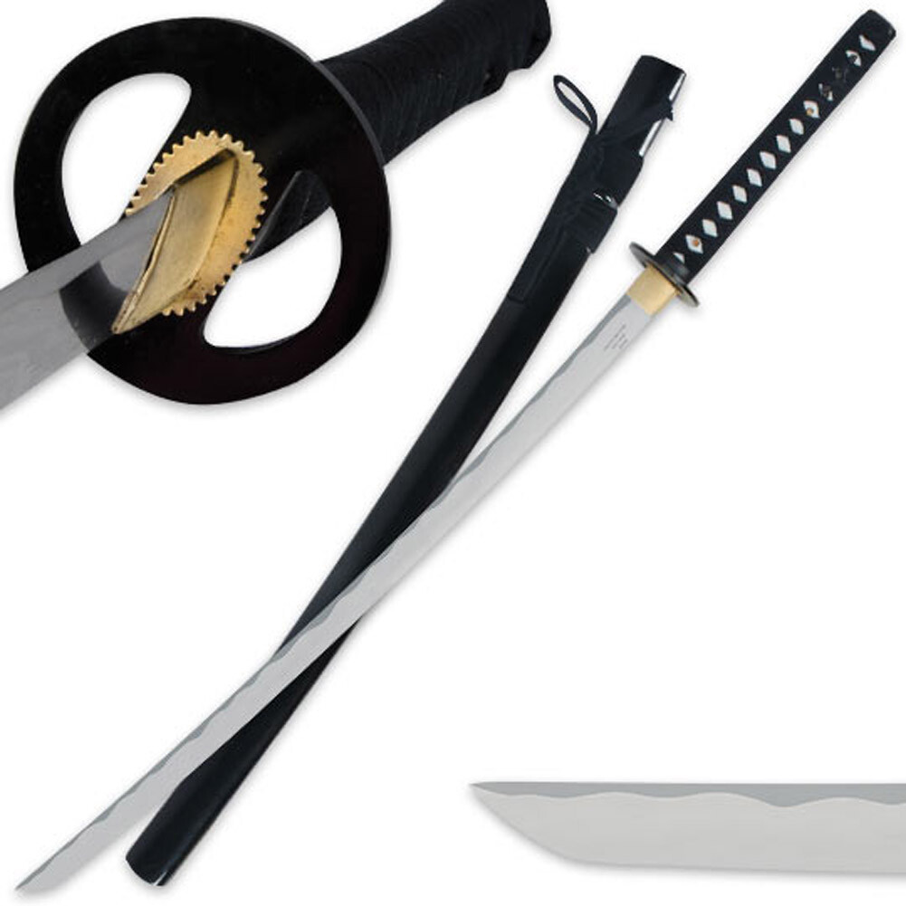 JAPANESE REVERSE BLADE RUROUNI KENSHIN KATANA 1060 CARBON STEEL SWORD w/ STAND