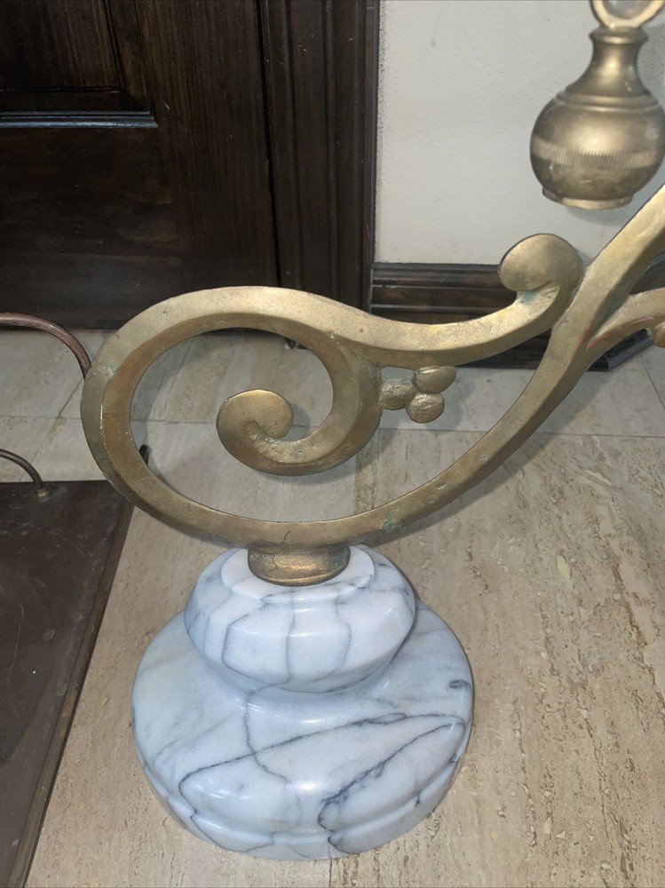 Rare Antique Cast Brass Scale With Stone Base