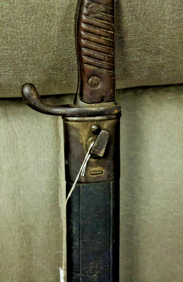1916 WWI German Butcher Bayonet w/ Leather Scabbard