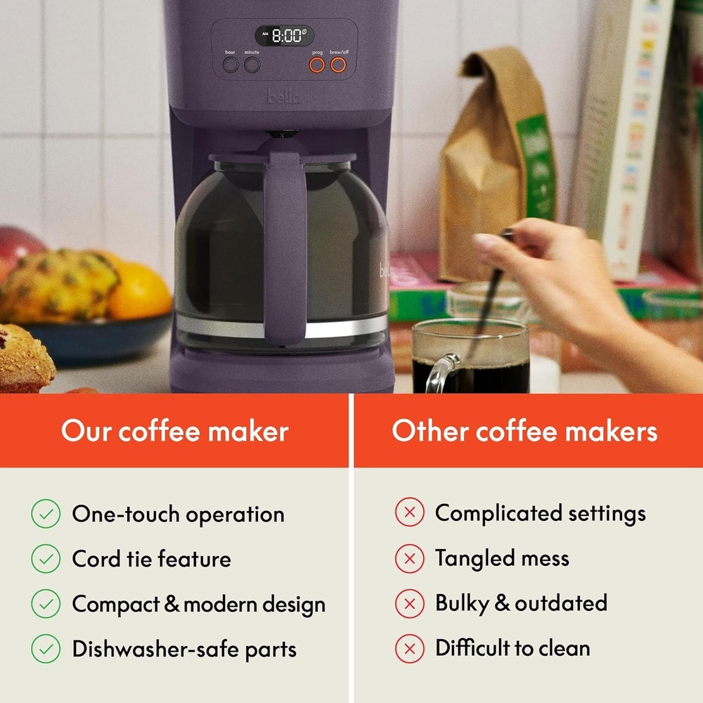 12 Cup Programmable Coffee Maker LCD Auto Shutoff 900W Plum