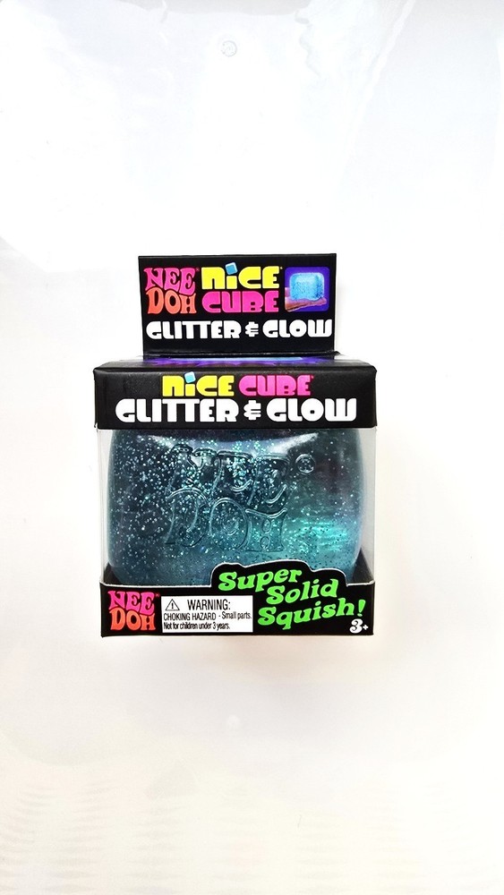 BLUE NEEDOH NICE CUBE GLITTER & GLOW! NEW! SUPER SOLID SQUISH!