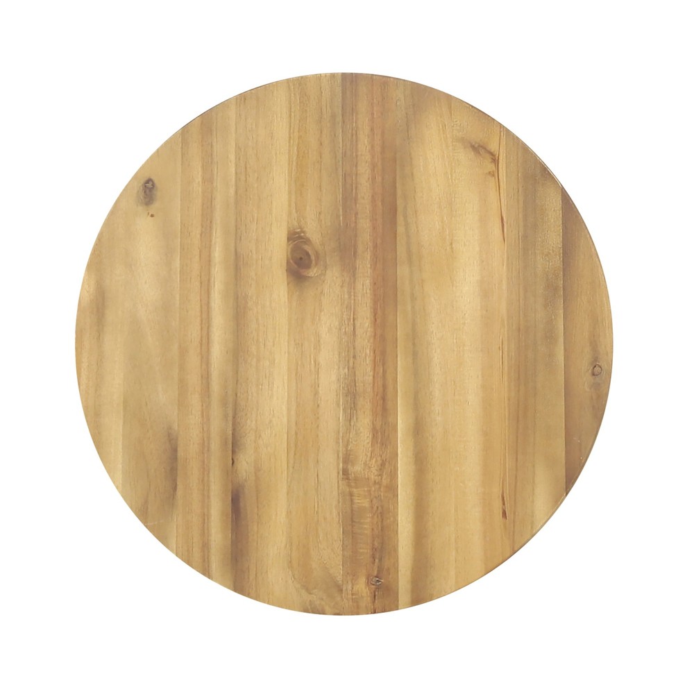 Solid Wood Round Side Table Natural Wooden Trendy End Table Rustic Center Table