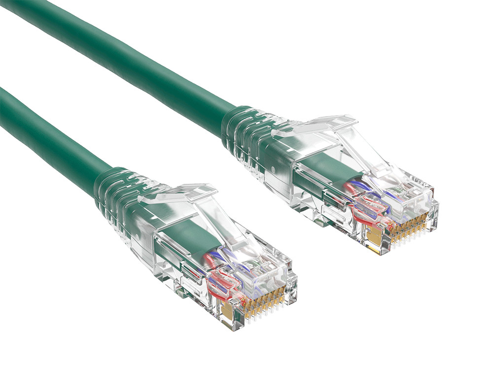 14ft Cat6 Ethernet Patch Cable with Clear Boot, UTP, Pure Bare Copper, Green