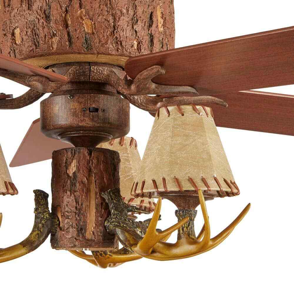 Lodge Ceiling Fan 52 in. Rustic Style Antler Kit LED Nutmeg Light Remote Control