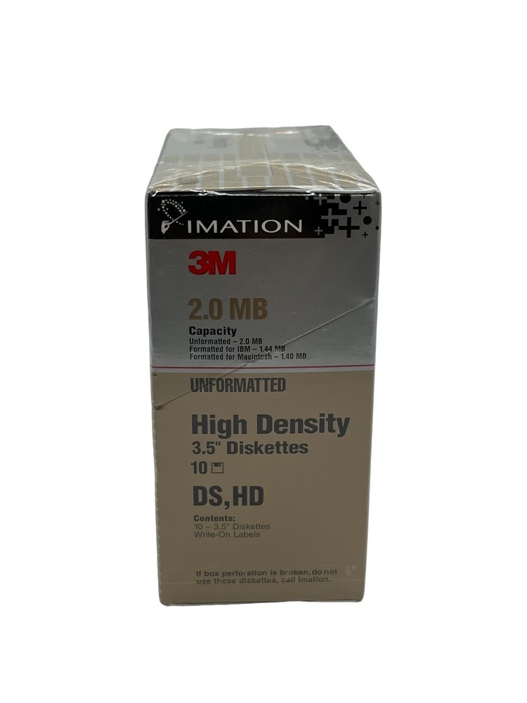 SEALED Imation 3M 10 Diskettes 2HD High Density 3.5 inch