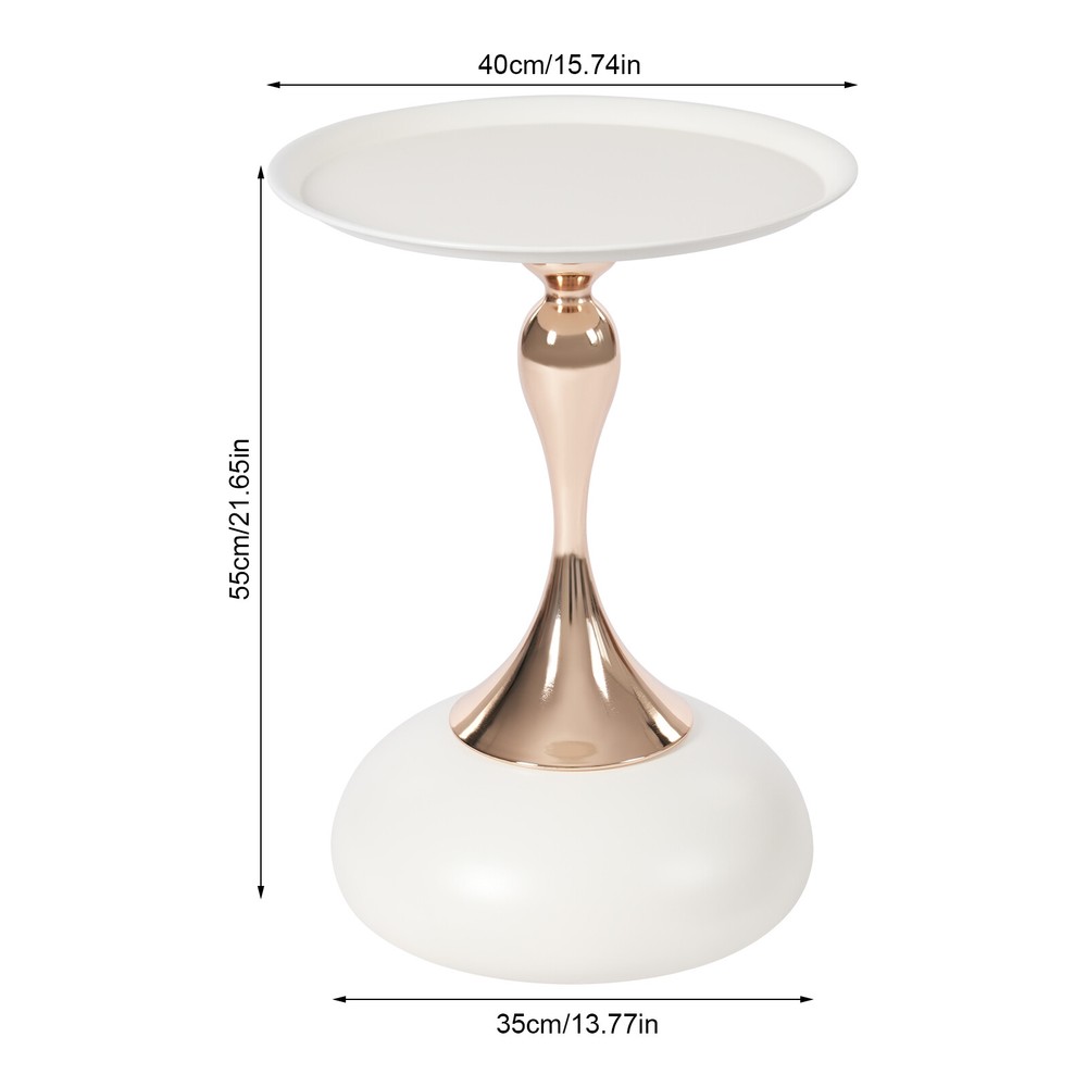 Modern Side Table Round End Table Bedside Table Metal Nightstand White Sofa Desk