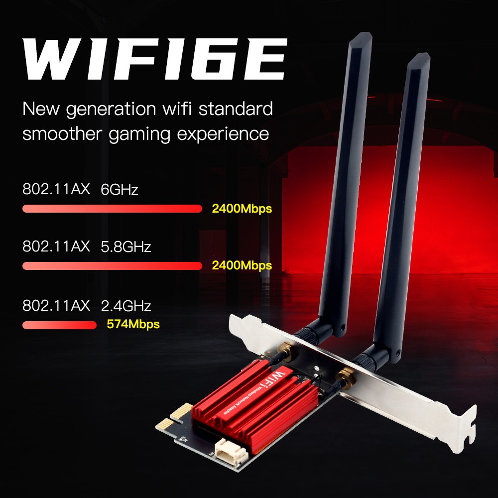 WiFi 6E PCIe Wireless Card Intel AX210 Desktop PC Network Bluetooth PCIE Adapter