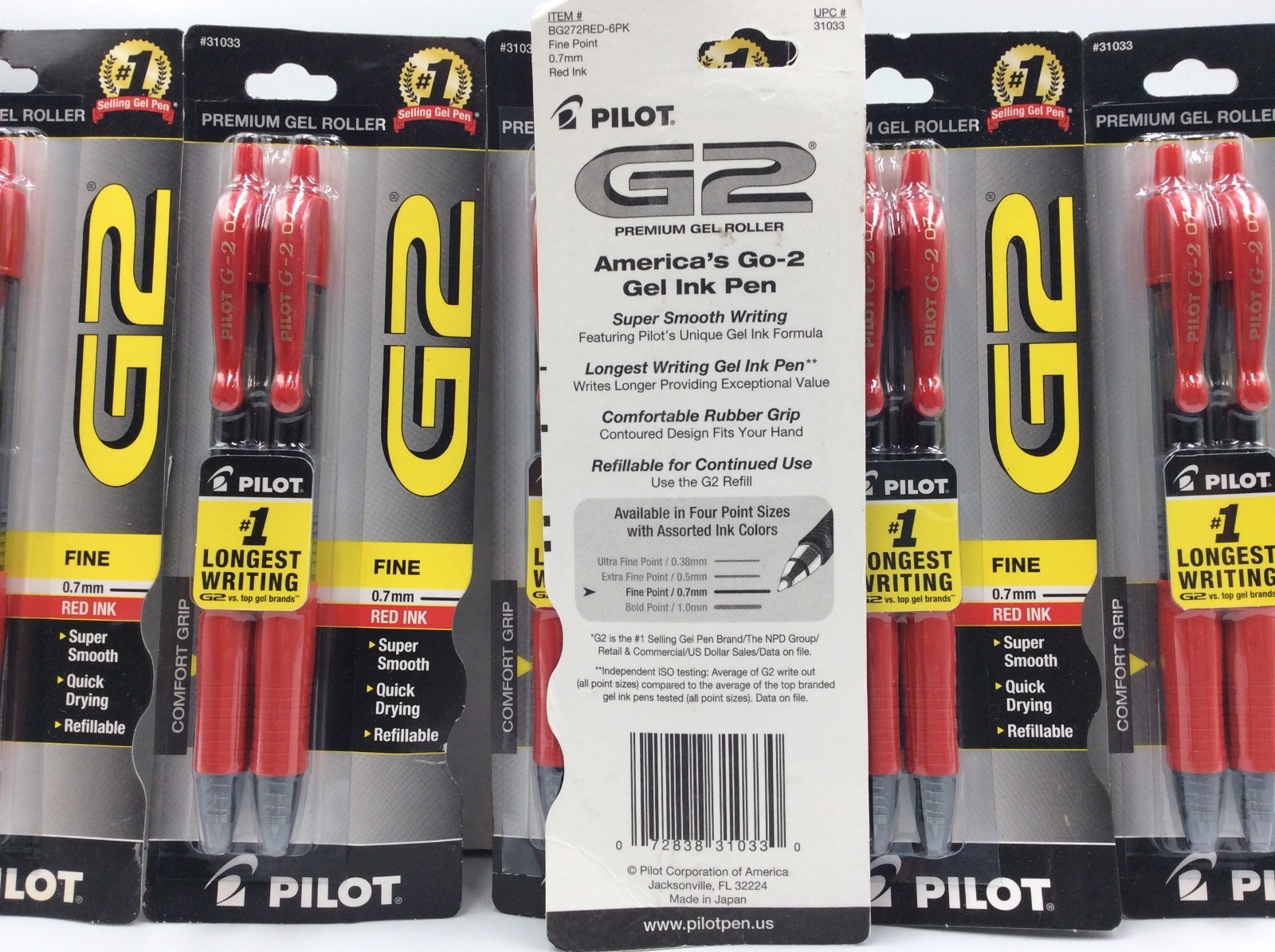 Pilot G2 Premium Gel Roller Pens, Fine Point 0.7 mm, Red Pens 🔥Pack of 12🔥