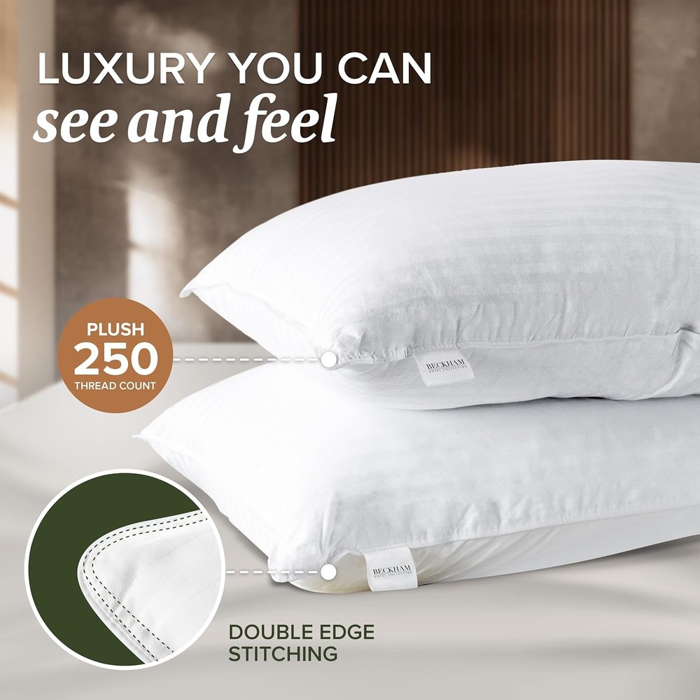 White pillow protector with zipper, 2-piece set, cotton pillow protector
