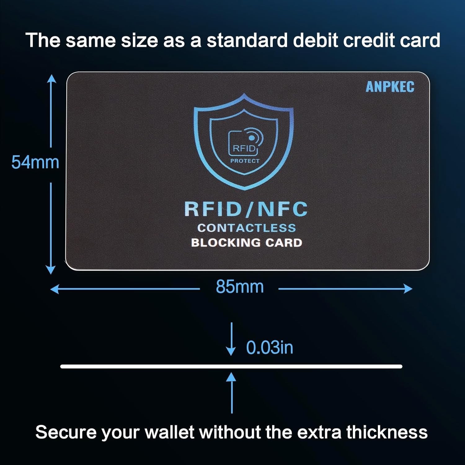 RFID Blocking Card – NFC Contactless Credit Debit Card Protector (5 Pack)