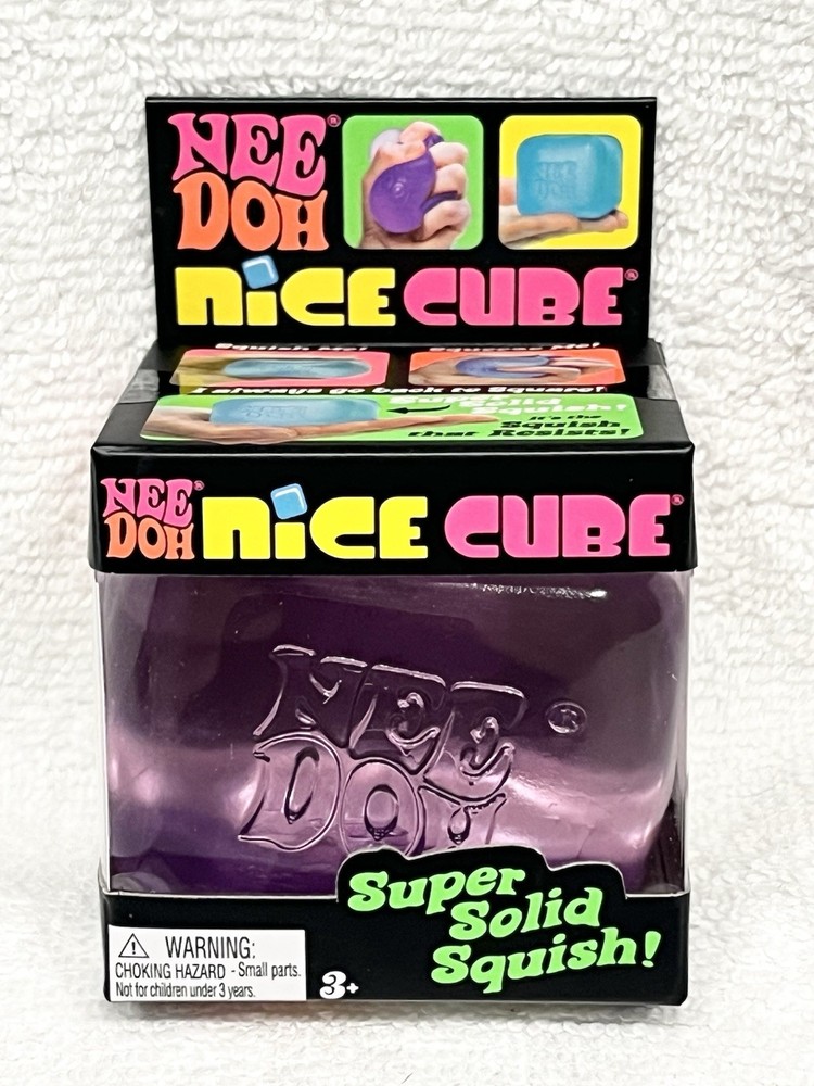 Nee Doh Nice Cube Super Solid Squish ! PURPLE Squeeze Toy for Ages 3+