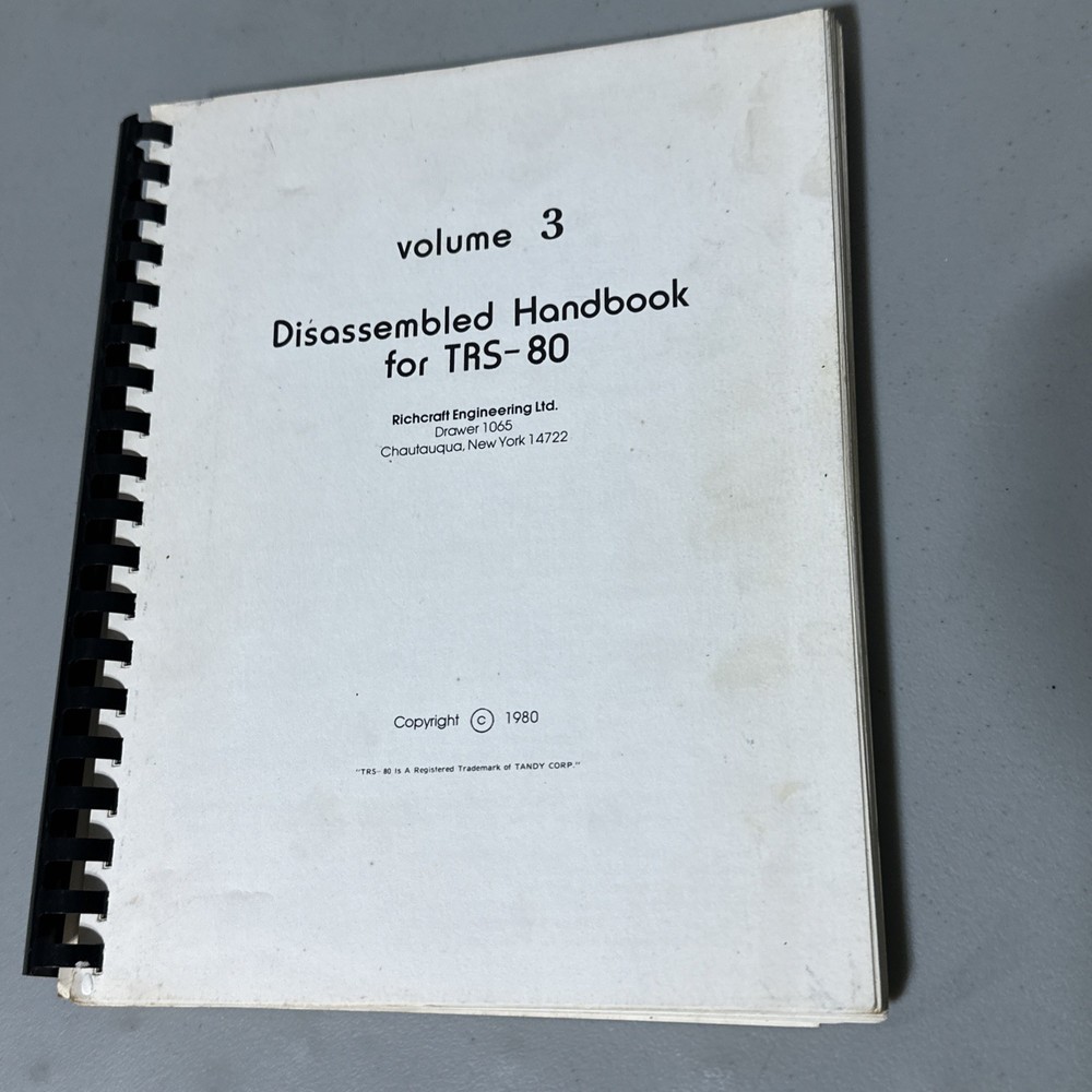 TRS-80 Micro Computer Disassembled Technical Reference Handbook 1980 Free Ship