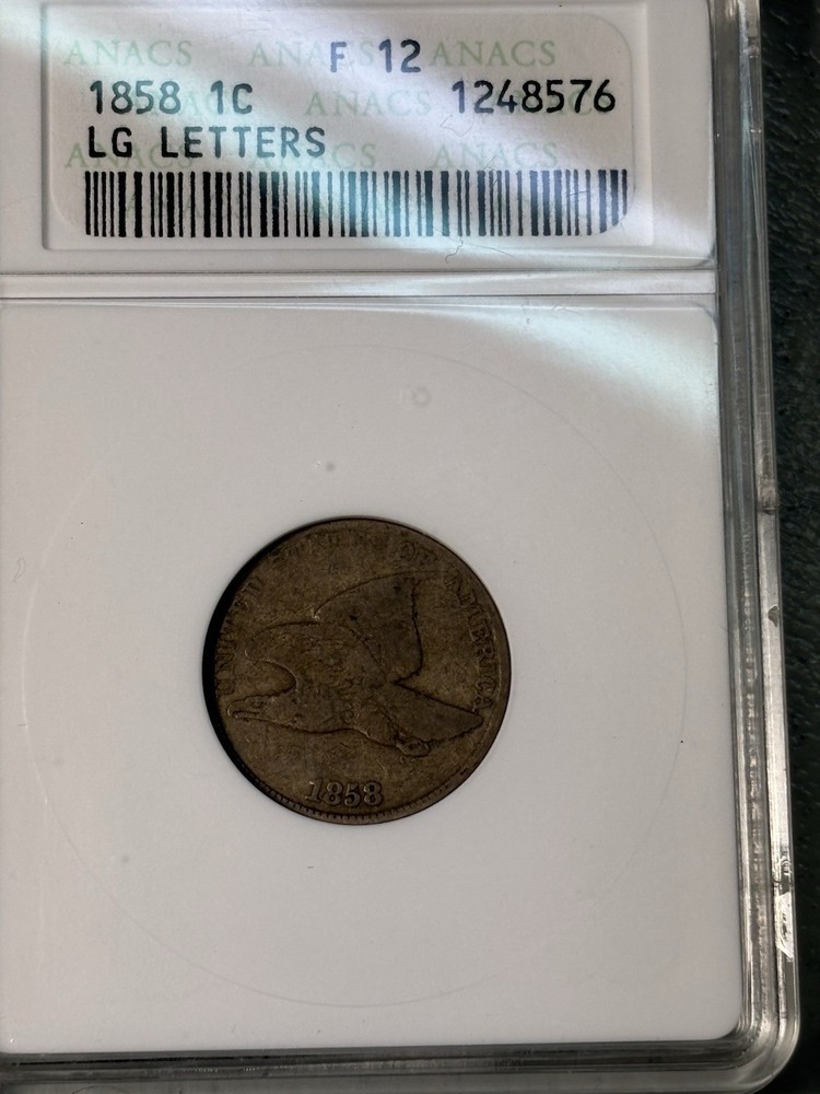 1858 Flying Eagle Cent Large Letters Old Anacs Soapbox F 12