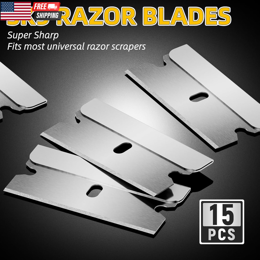 2-Pack Plastic Razor Blade Scraper with 10 Replacement Blades Adhesive, Sticker