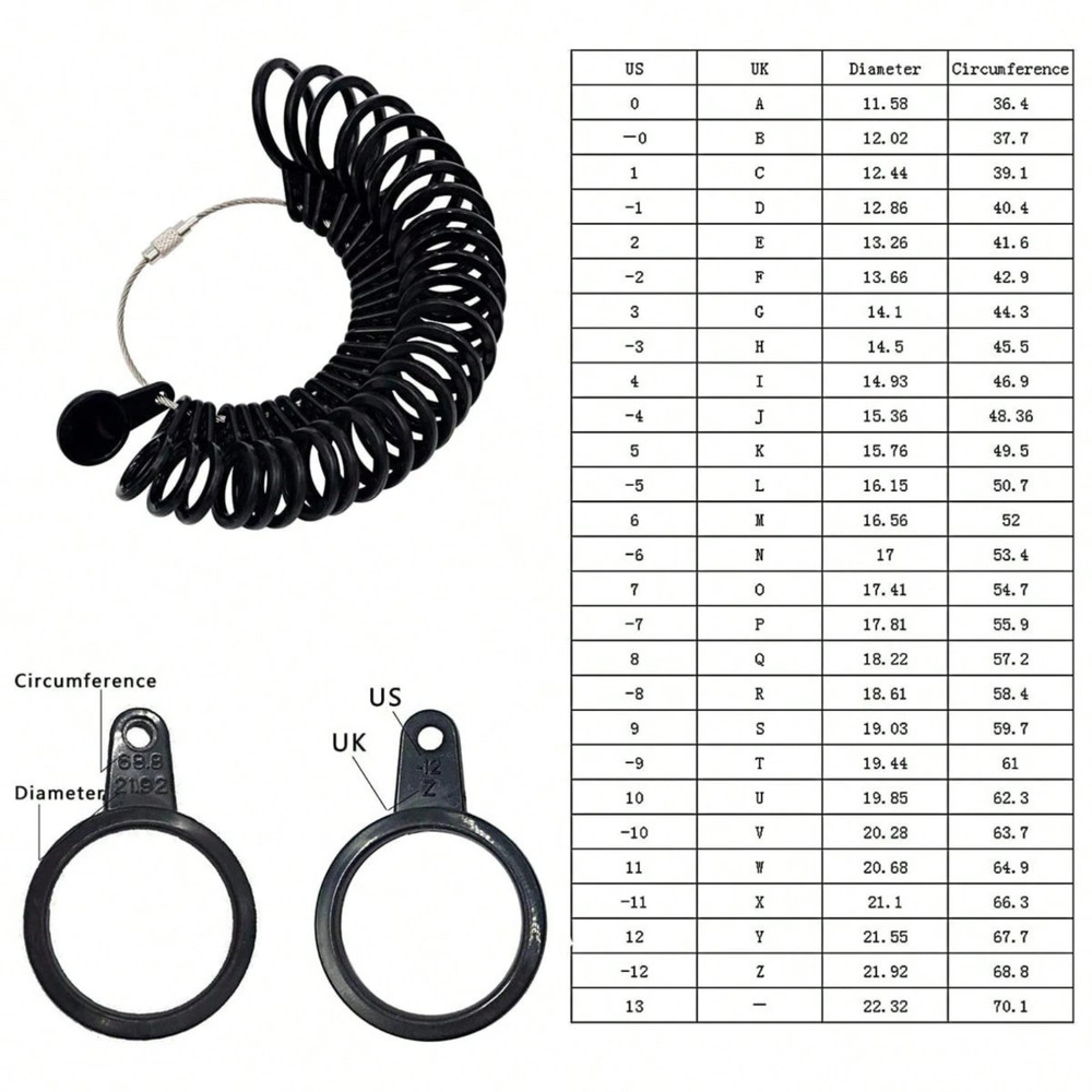 Ring Sizer Tools Adjustable Plastic Finger Measuring Gauge Accurate Sizes Kit