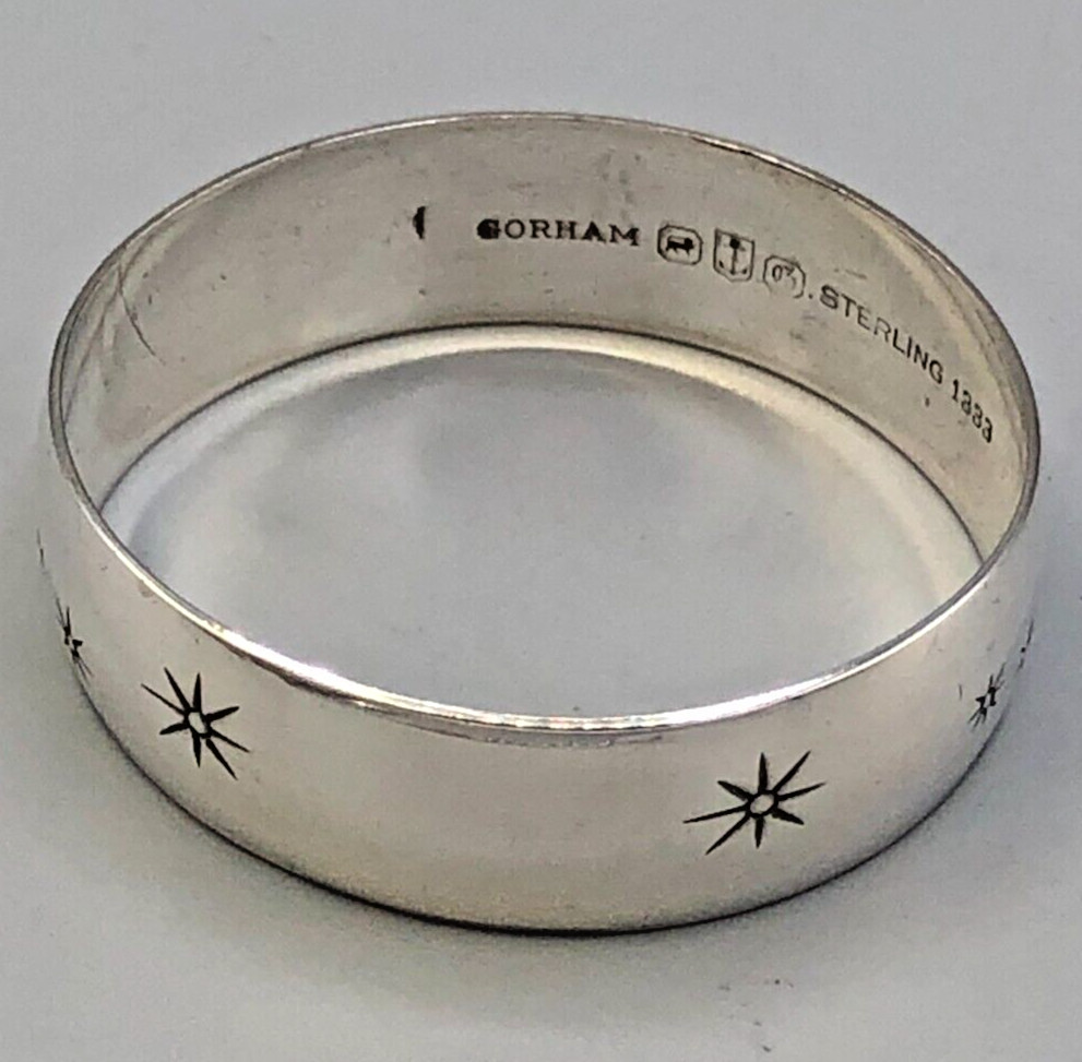 Gorham Stardust Sterling Silver Round Napkin Ring 1/2" wide