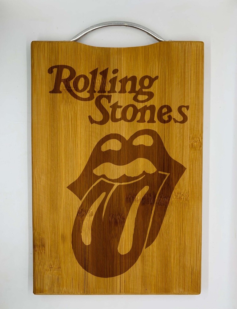 Rolling stones laser engraved bamboo high quality cuttingboard