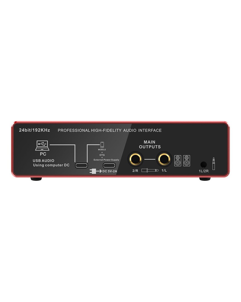 Audio Interface, 2X2 24-bit/192kHz Interface for High-Fidelity, Studio Quality