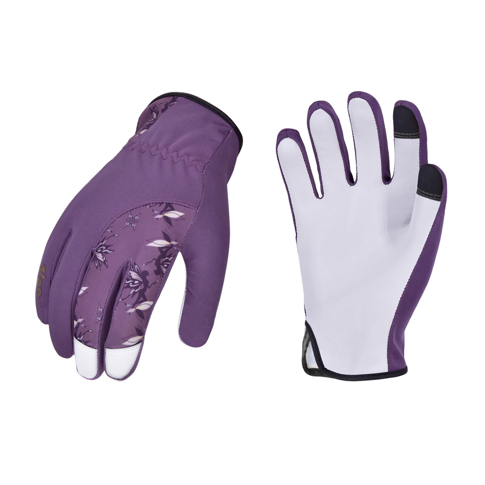 Vgo 1 Pairs Ladies' Goatskin Leather Gardening Gloves (Blue/Purple, GA7454)