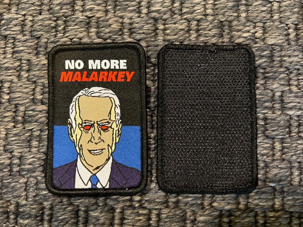 Dark Brandon “No More Malarkey” Patch With Hook Backing