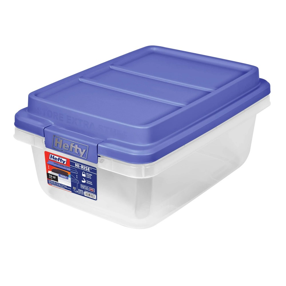 Clear plastic storage bin with latching lid organizer