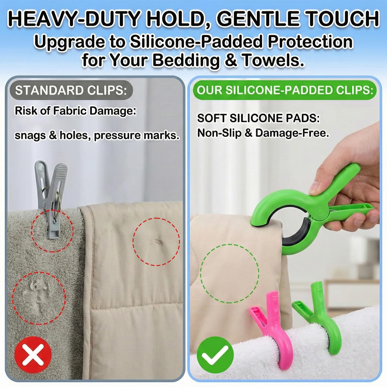 Large Beach Towel Clips for Beach Chairs, 6 Pcs Heavy Duty Towel Holder for C...