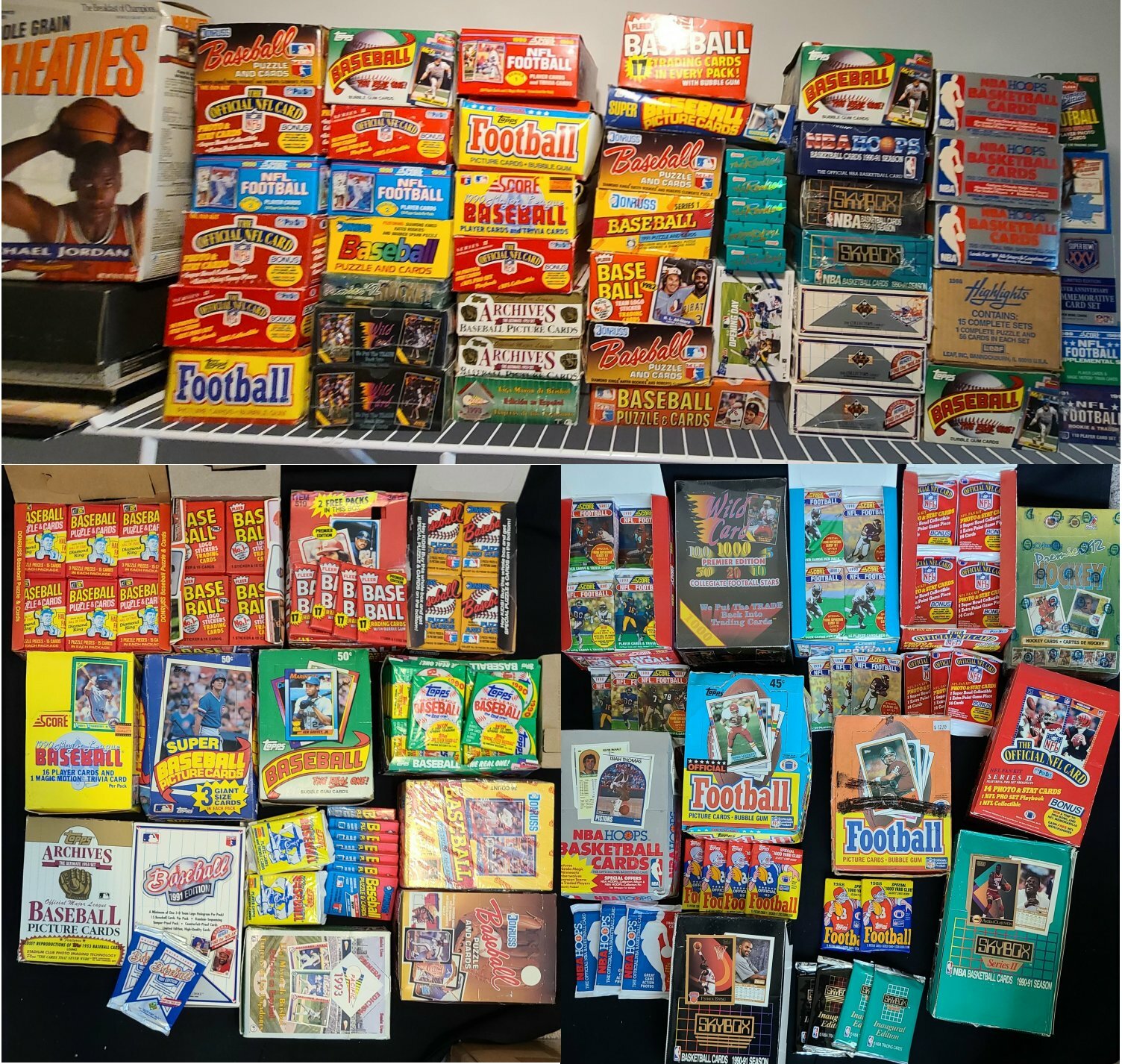 +500 Lot of Vintage Unopened Basketball Baseball Football Cards in Sealed Packs