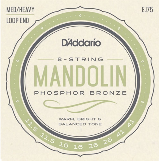 D'Addario EJ75 Mandolin Strings Phosphor Bronze Medium Heavy 11.5