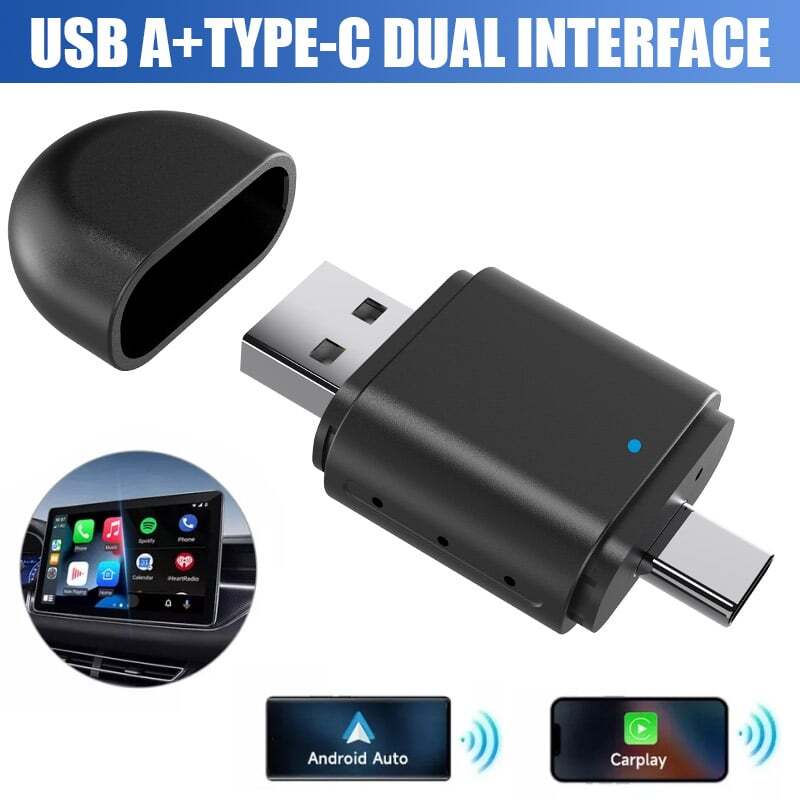 Wireless USB Carplay Adapter Dongle For iPhone Apple Android Auto Plug &Play