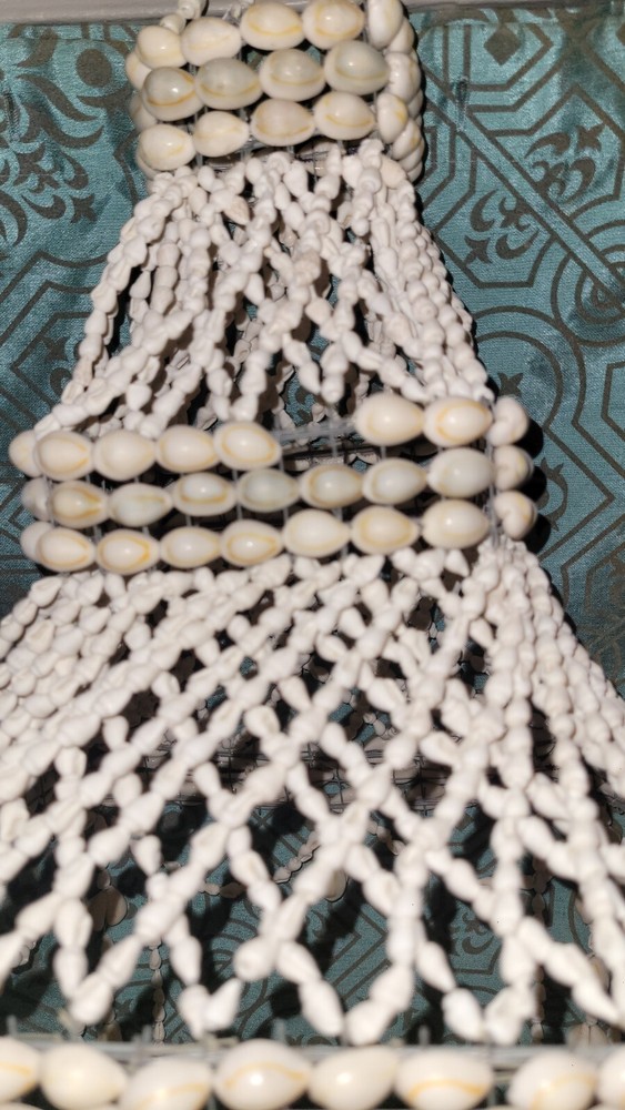 BOHO Hanging Cowrie Sea Shell Planter Decor 70's large