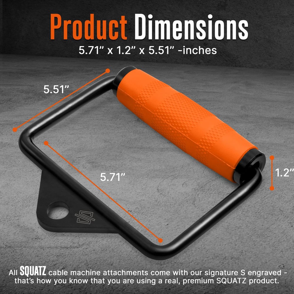 SQUATZ Single D Row Handle - Non-Slip Handle Cable Attachment for Weight Work...