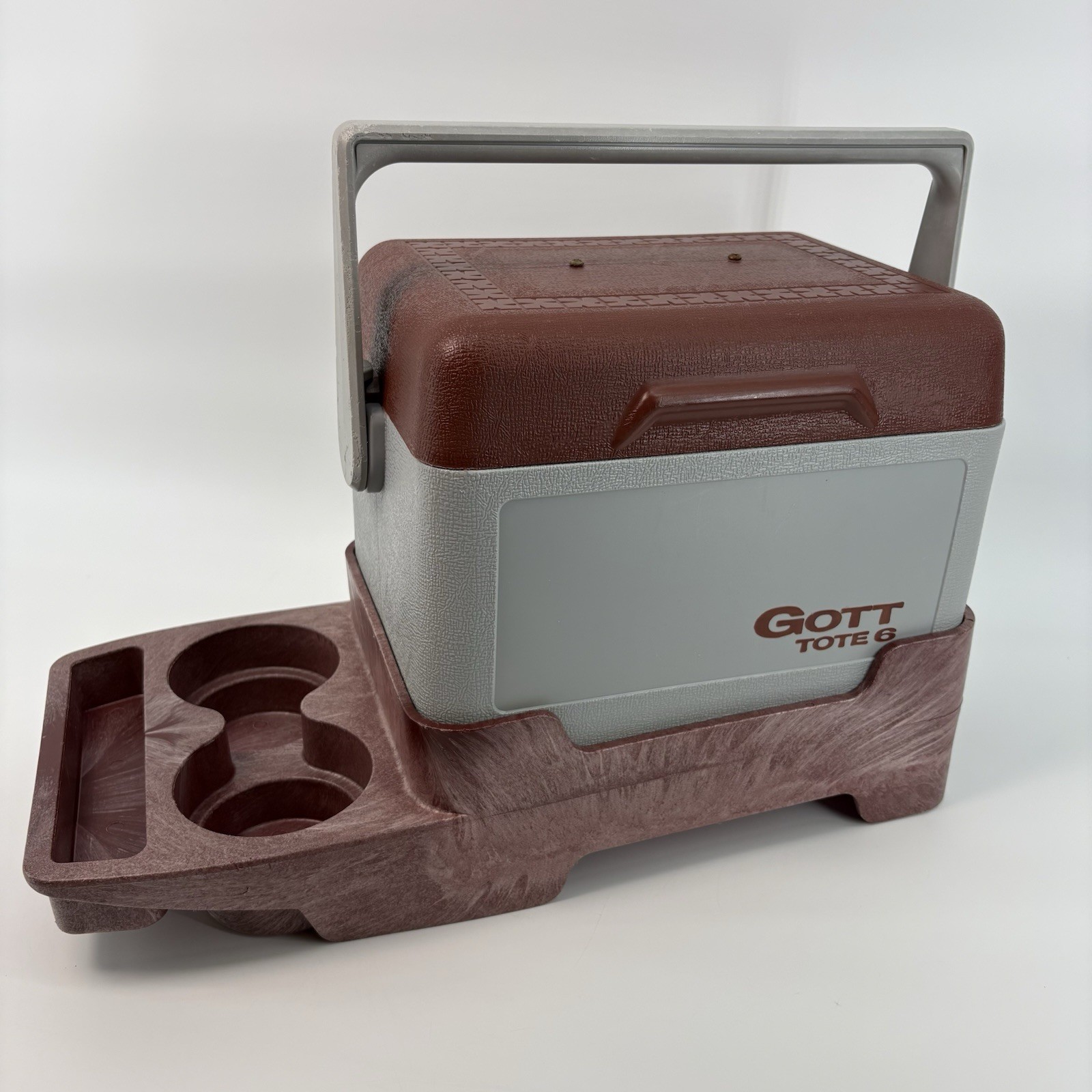 Vintage Gott Tote 6 Cooler Console Arm Rest With Cup Holder, Red, Read DS!