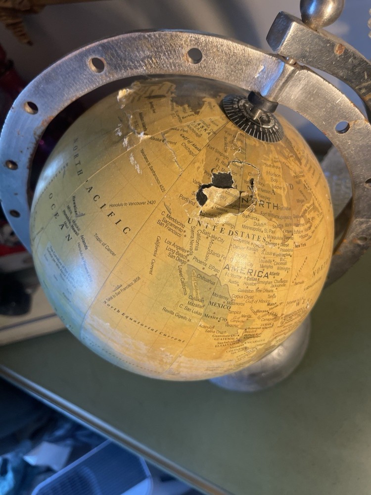 Vintage Replogle model World Map With Meridian Rotating Rings