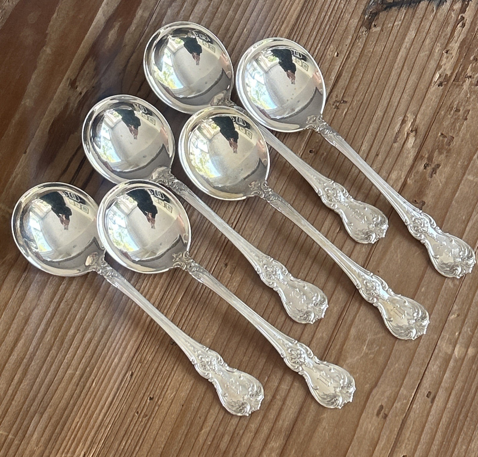(6) Old Master by Towle Sterling Silver Round Cream Soup Spoon 6 1/4" abt 221g