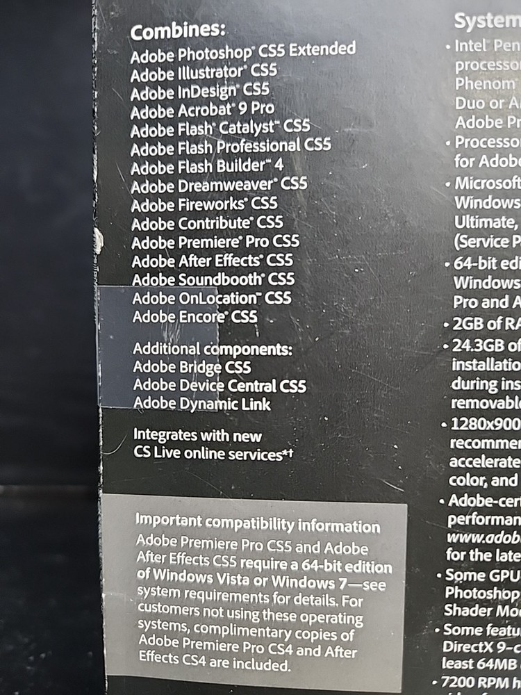 Adobe Creative Suite 5 Master Collection For Windows DVD Full / Upgrade Version